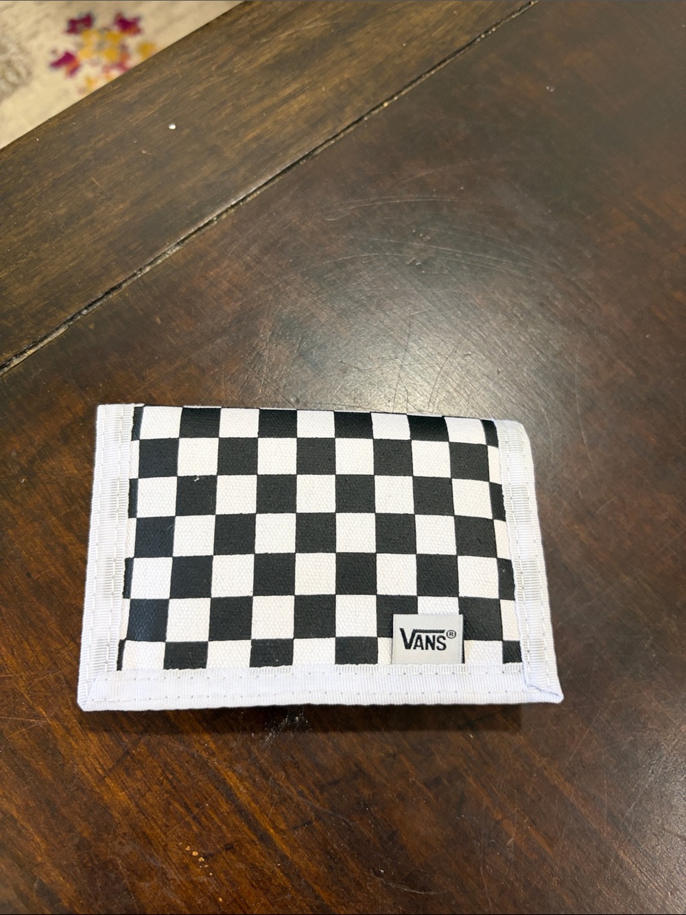 Vans Black and White Checkerboard Money Clip Wallet